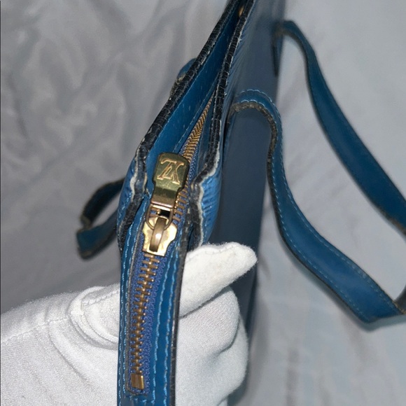 VINTAGE Louis Vuitton St. Jacques Blue Epi Leather Tote Handbag - Picture 9 of 13